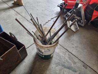 Bucket of Assorted Threaded Rods