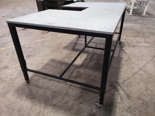 Mobile Workshop Steel Topped Work Table