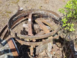 Antique Wagon Wheel Components, Axle, Rims