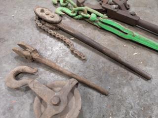 Assorted Vintage Lifting & Strapping Devices & Tools