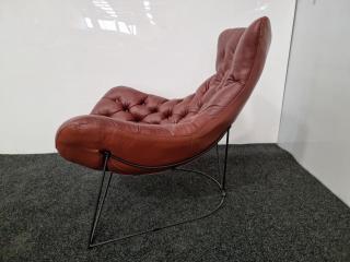Sessel Style Curved Lounge Chair - Leather