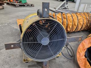 Kool 300mm Industrial Axial Flow Fan w/ Flexible Ducting Tube