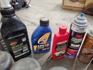 Assorted Automotive Oils, Paints, Additives, Strippers, & More