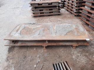 Pair of Heavy Duty Industrial Steel Plate Pallets