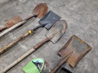 Assorted Shovels, Sledge Hammer, Pick Axe