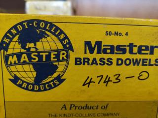 55x Vintage Pattern Makers Brass Master Dowels, Size 4