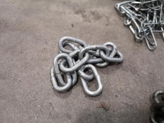 15x Assorted Types & Lengths of Steel Chain