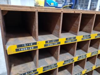 3x Matching Wooden Parts or Tooling Storage Pigeon Hole Shelves