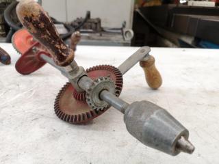 Assorted Antique Vintage Hand Drills & Components