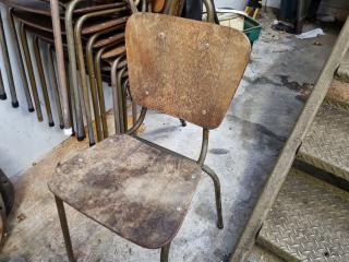 Antique Vintage Wood / Steel Stackable School Chairs