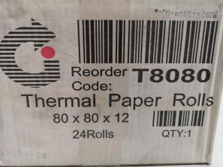 24x Thermal Receipt Printer Paper Rolls, 80x80x12mm Size