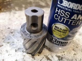 2x HSS Annular Milling Cutters, 33mm & 35mm Dia