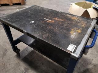Mobile Steel Topped Workbench Table