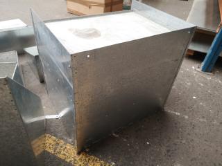 13x Assorted Custom Galvanised Steel Workshop Storage Bins & Shelving Units