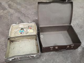 7x Assorted Vintage Antique Luggage Cases + Disabled Soldiers Products Case
