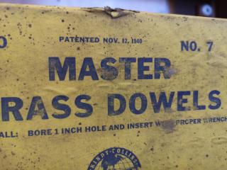 36x Vintage Antique Pattern Makers Brass Master Dowels, Size 7