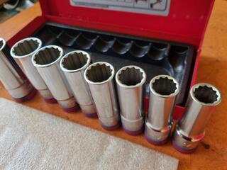 3x King Tony Deep Socket Sets, 1/4", 3/8" & 1/2" Drive