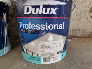 6x 10L Used Buckets of Dulux Professional Ceiling Paint
