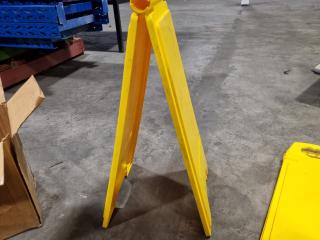 5x Blank Yellow Safety Floor Stands