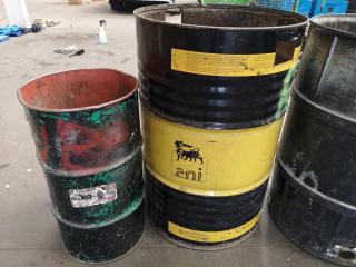 4x Assorted Steel & Plastic Industrial Barrels