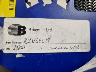 5000x Braemac Zener Diodes BZV55C12, Bulk, New