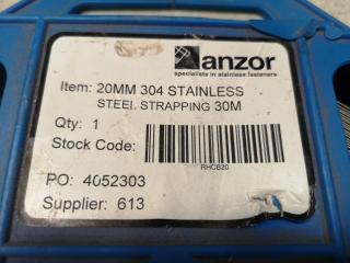 Roll of Anzor 20mm 304 Stainless Steel Strapping