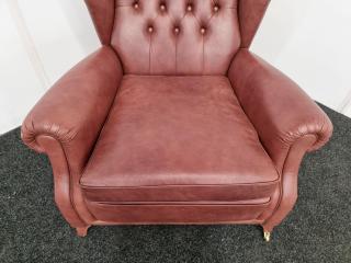 English Style Wingback Chair  - Leather (Brown)
