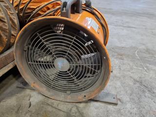 Industrial 300mm Portable Ventilator, Faulty, w/ 3x Lengths Vent Tubing