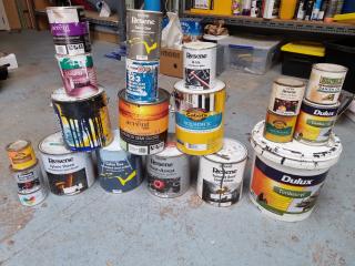 Assorted Lot of Indoor & Outdoor Paints & Stains