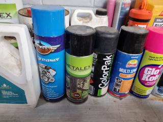 Assorted Trades Solvants, Sprays, Sealers, Epoxys & More