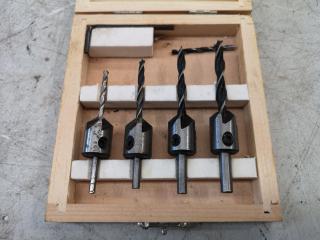 4-Piece Brad-Point Countersink Wood Drill Bit Set