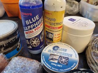 Assorted Professional Car Ploidhing Pads, Disks  Clay Bricks, Waxes, & More