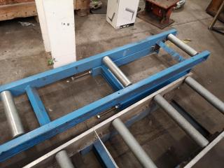 2x Industrial Roller Conveyor Sections