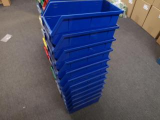 53x Assorted Plastic Stackable Parts Bins