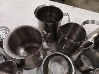 Assorted Stainless Steel Restaurant Teapots, Bowls, Pitchers & More