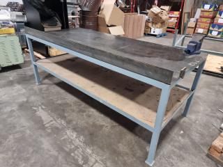 Steel Topped Workbench With Vice