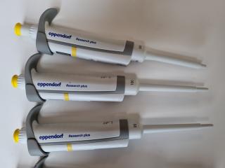5x Eppendorf Research Plus Single Channel Pipettes w/ Stand