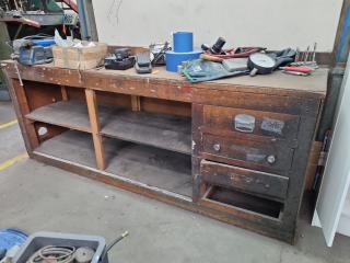 Vintage Wood Workbench w/ Vice