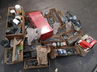 Assorted Lot of Fastening Hardware, Screws, Nuts, Nails & More