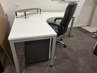Office Corner Workstation Desk w/ Executive Chair & More