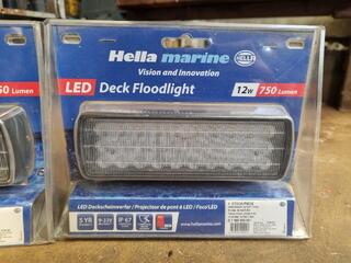 2x Hella Marine Sea Hawk XL Black LED Deck Floodlights, New