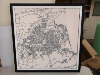 Stylised Three-dimensional Christchurch City Map Framed Artwork