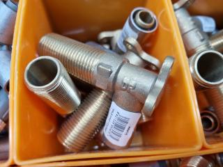 Assorted Brass & Plastic Water Plumbing Fittings, Connectors, & More