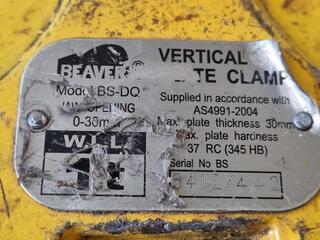 2x Beaver Vertical Plate Clamps, 1000kg Capacity