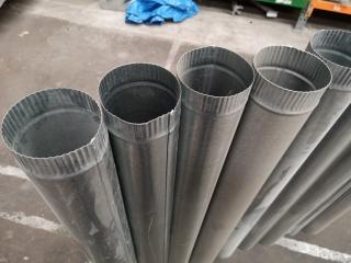 9x Galvanised Steel Duct Flues, 125x1200mm Size