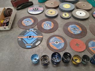 Large Assortment of Hole Saw Blades, Cutting/Grinding Discs