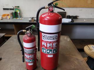 2x Flame Guard Powder Type Fire Extinguishers, 9.0kg & 2.3kg Sizes