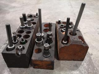 Assorted 1/2" Sockets w/ Hex Heads w/ 3x Wooden Bases
