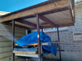 Workbench with Attached Outdoor Roof Assembly