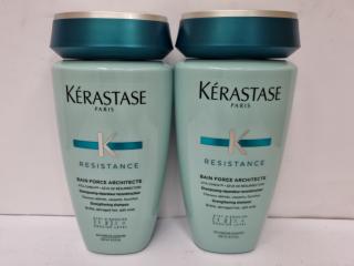 2x Kérastase Resistance Bain Force Architecte Strengthening Shampoo 250ml.